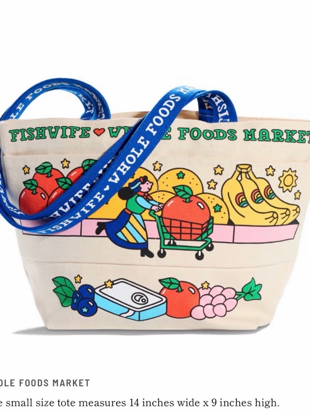 Whole Foods x Fishwife Limited Edition Reusable Tote Bag MD NWT Eclectic Boho